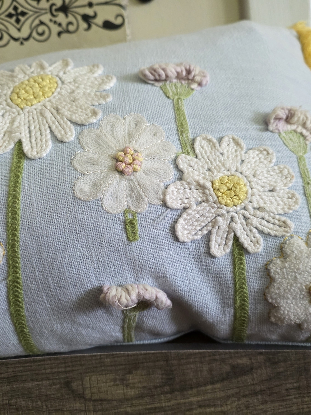 T.J.Maxx Light Blue Floral Embroidered Decorative Pillow - Picture 13 of 14